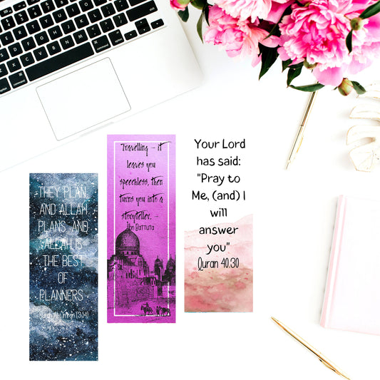 Quran bookmarks, Islamic Bookmarks, Arabic Bookmarks, islamic travel, sunnah