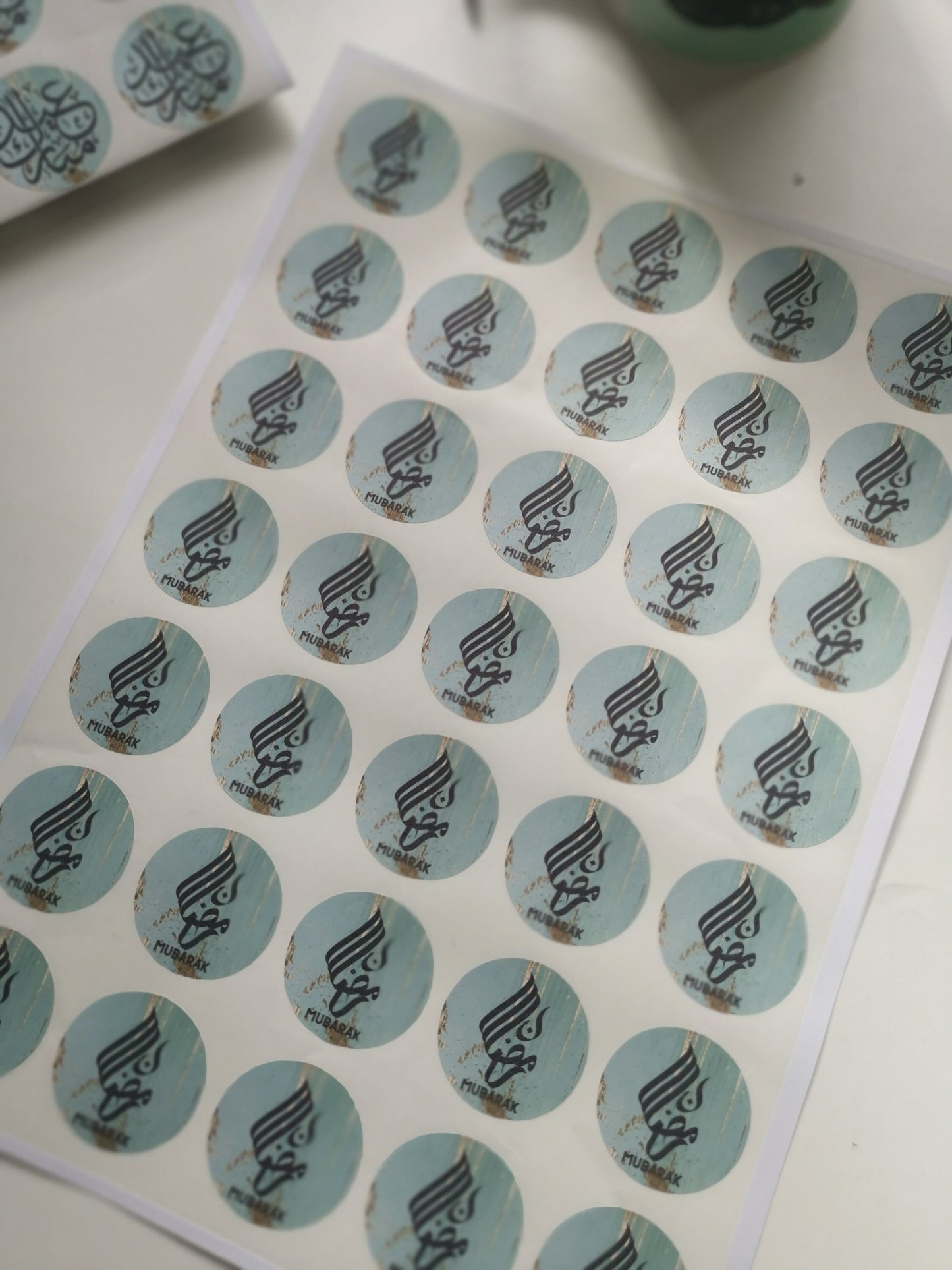 Blue grey Ramadan and Eid Stickers Perfect for Favour box, sweet cones in the blessed month of ramadan