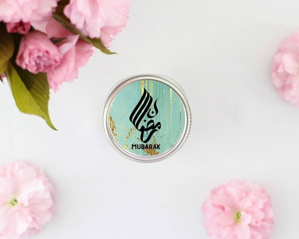 Blue grey Ramadan and Eid Stickers Perfect for Favour box, sweet cones in the blessed month of ramadan