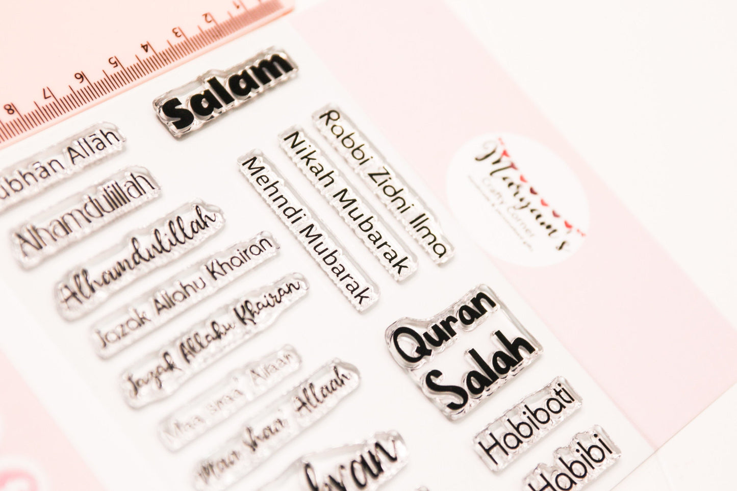 18 different small Arabic, islamic card making stamps, blank stamps for stamping cards and tags unmounted stamps