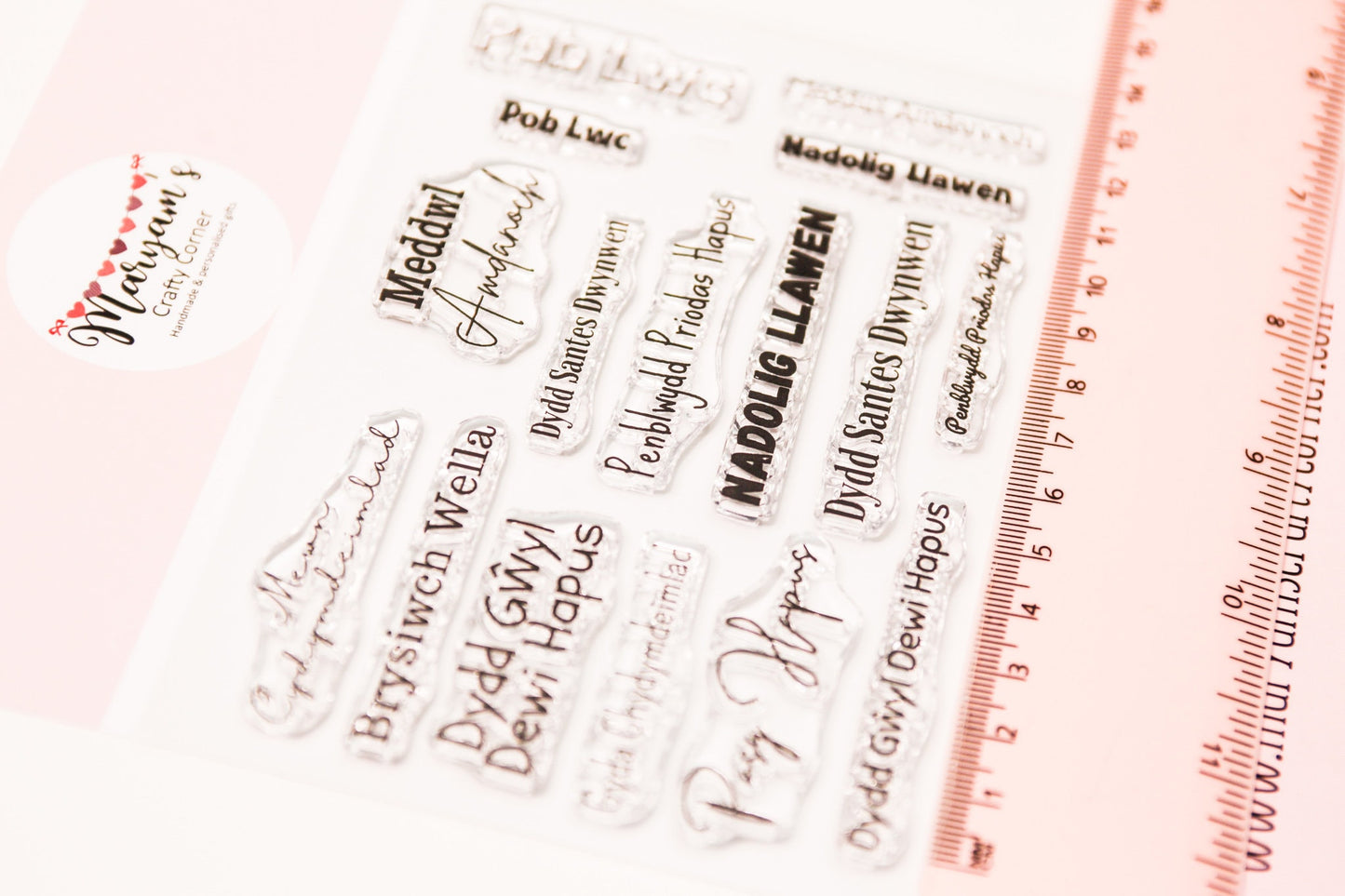 Clear Welsh stamps, Rubber welsh Stamps, Nadolig Llawen, Pasg Hapus and many more in a pack, Welsh language clear stamp