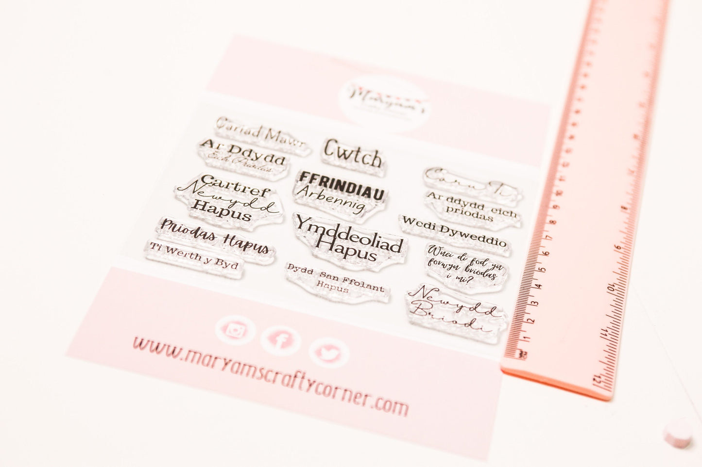 Selection of Welsh Stamps such as Cariad Mawr, Cwtch, Caru Ti, perfect for card making , making gifts