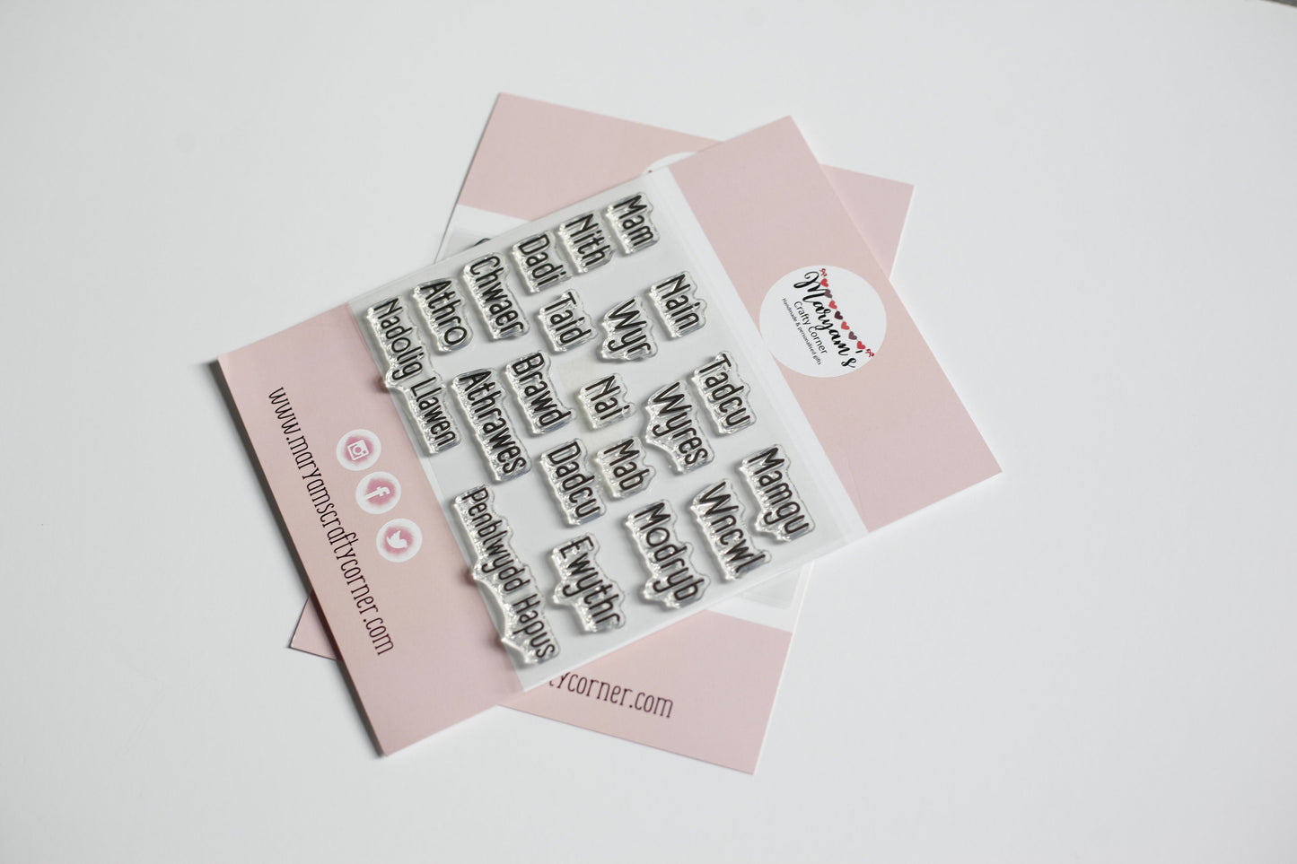 Welsh Mum, dad, brother stamps 21 small stamps in pack, perfect welsh stamp to personalise your own cards
