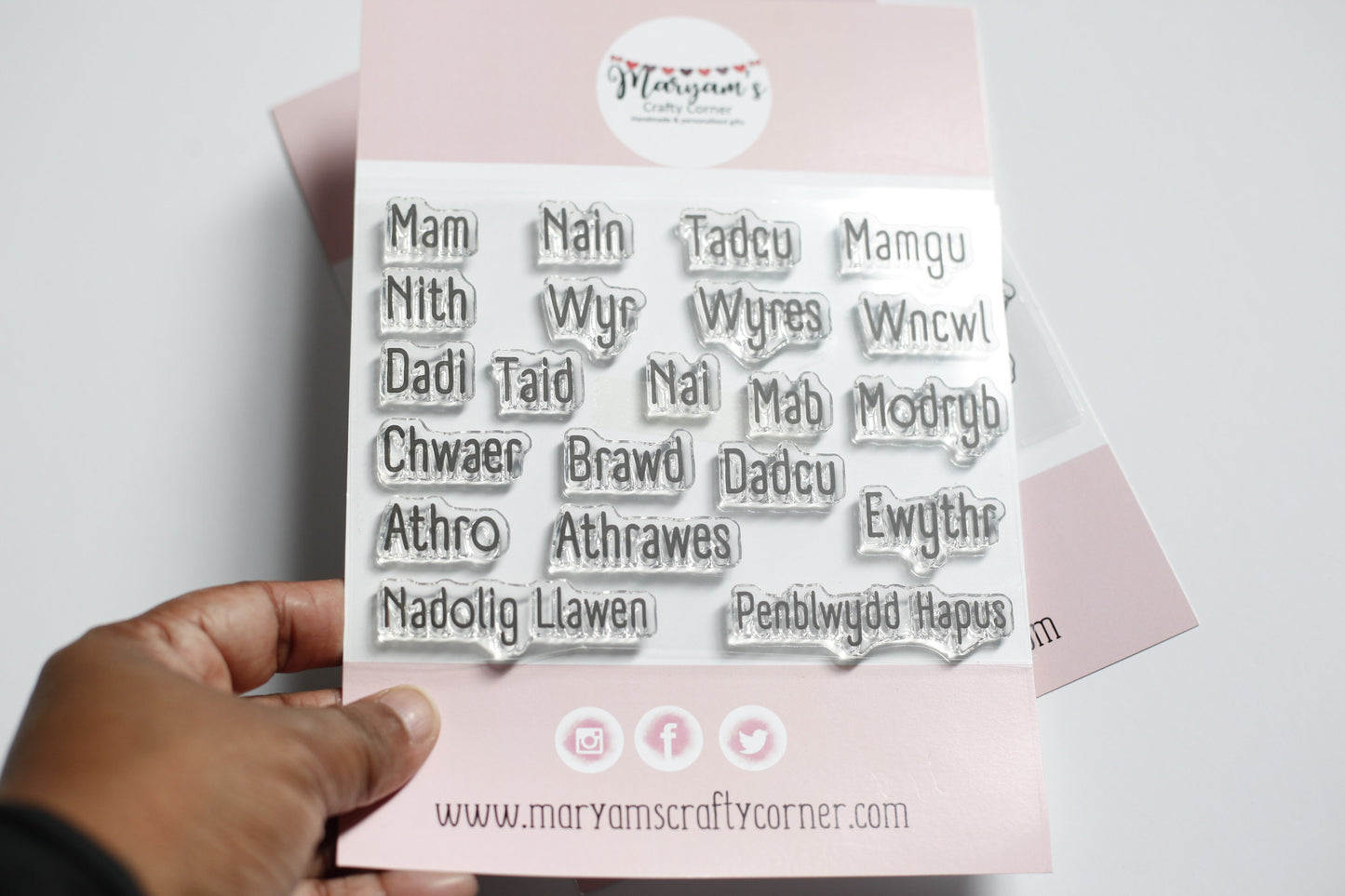 Welsh Mum, dad, brother stamps 21 small stamps in pack, perfect welsh stamp to personalise your own cards