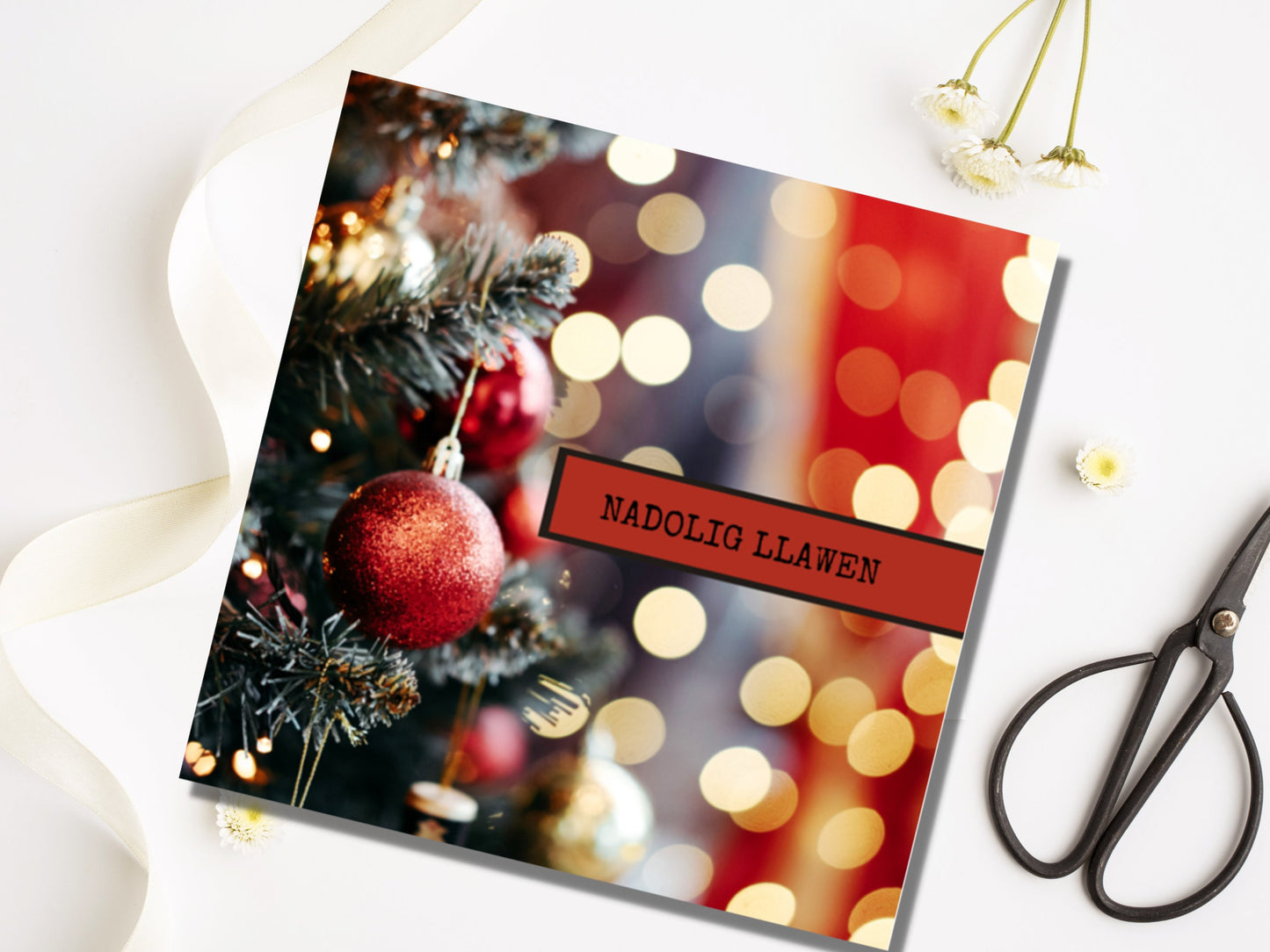 Welsh Nadolig Llawen greeting cards, 5 cards in a pack, Welsh cards, 350gsm card with envelope 6inch by 6inch design