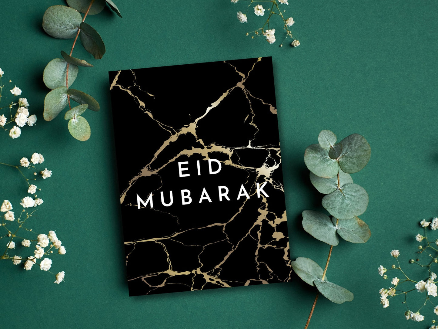Pack of 10 Eid Mubarak greeting cards, 5 black and 5 grey with 10 envelopes, Great value Eid Mubarak cards with envelope