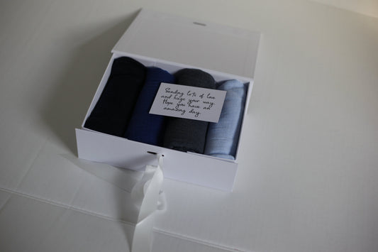 Shades of Light and dark blue crimple scarf with distressed edge, Perfect Eid Hijabs, or if you are gifting hijab gifts, perfectly boxed