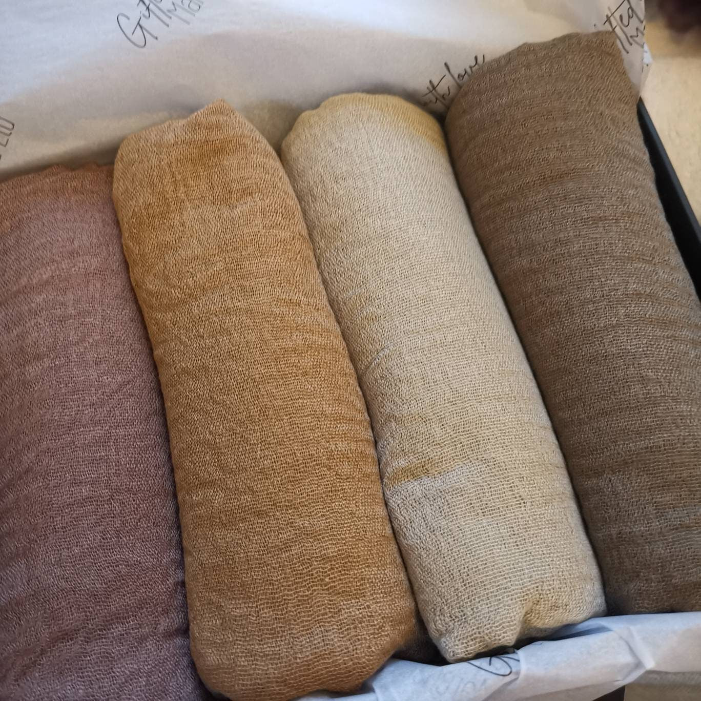 Earth colour hijabs, Gift Box for Ladies, 4 pack crinkle cotton scarves, Cotton Hijabs