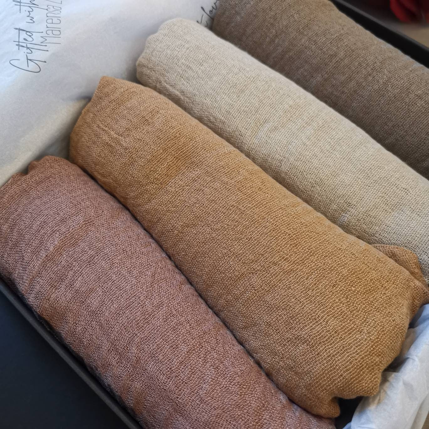 Earth colour hijabs, Gift Box for Ladies, 4 pack crinkle cotton scarves, Cotton Hijabs