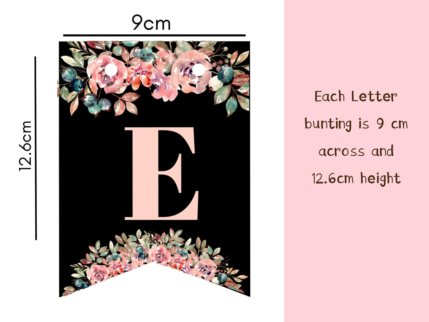 Handmade Eid Mubarak, Ramadan black and pink floral bunting , easy to change Ramadan and Eid Banner no need to buy two banners
