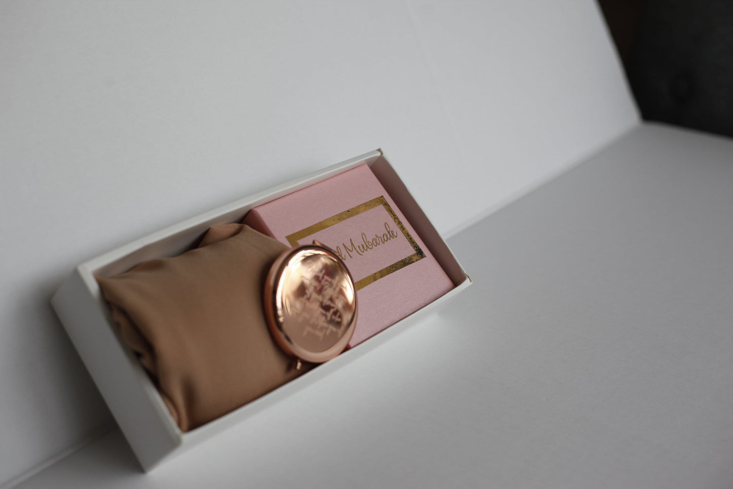 Eid gifts for women, Clear gift box filled with chiffon hijab and Engraved mirror, Eid Gift for mum, Eid gift for sister, Eid gift for wife