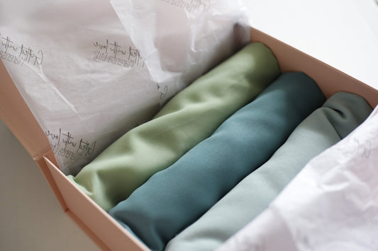 Pastels green, Luxury Chiffon Hijab Eid gifts box, a beautiful hijab box, Hijab magnet, Beautiful Gold foil label box with magnet closing