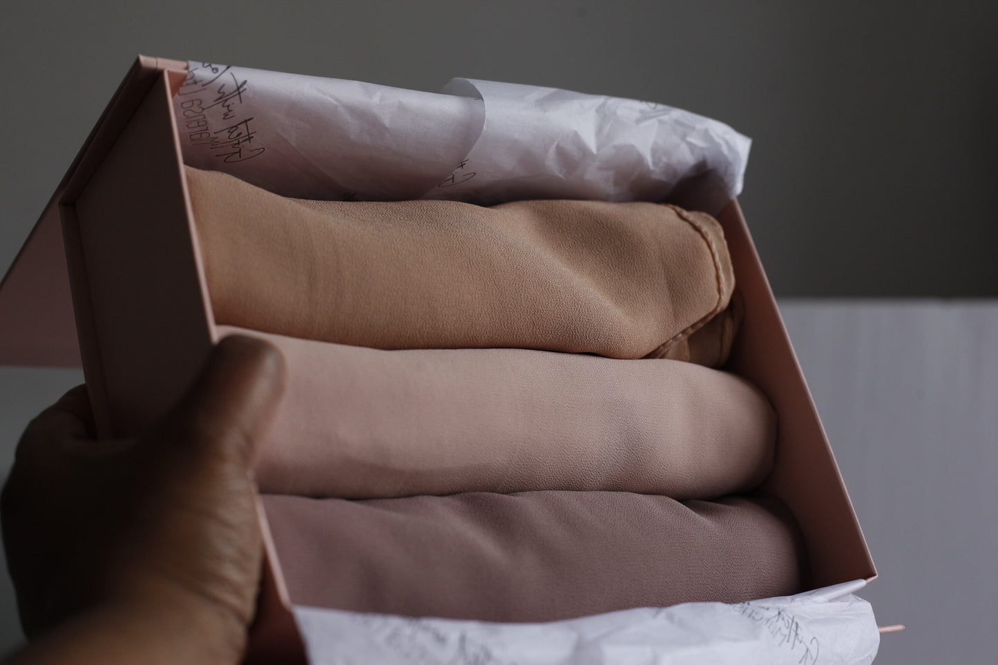 Beige & Nude  Luxury Chiffon Hijab Eid gifts box, a beautiful hijab box, Hijab magnet, Beautiful Gold foil label box with magnet closing