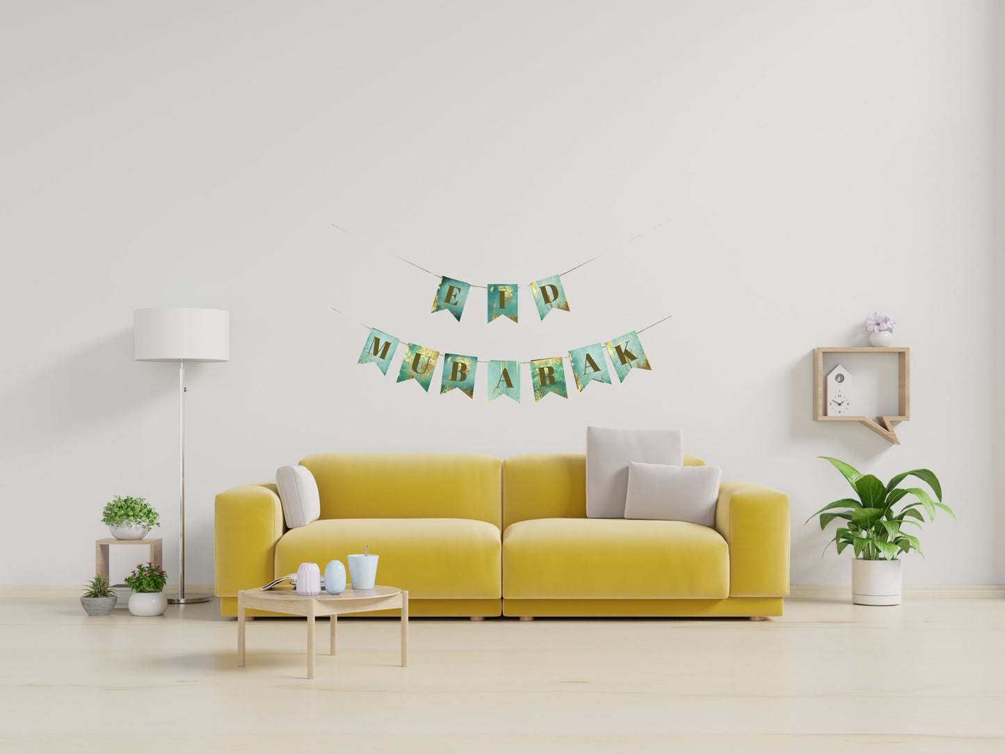 Eid Mubarak, Green Gold  Ramadan vintage ,easy to change Ramadan and Eid Banner no need to buy two banners, Two in one Eid Ramadan banner