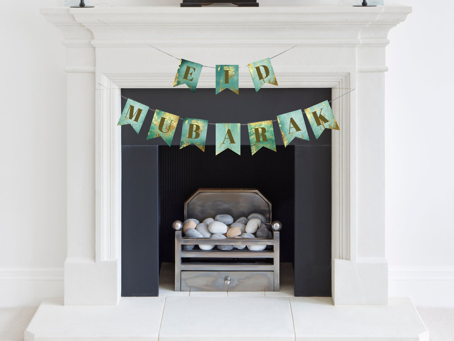 Eid Mubarak, Green Gold  Ramadan vintage ,easy to change Ramadan and Eid Banner no need to buy two banners, Two in one Eid Ramadan banner
