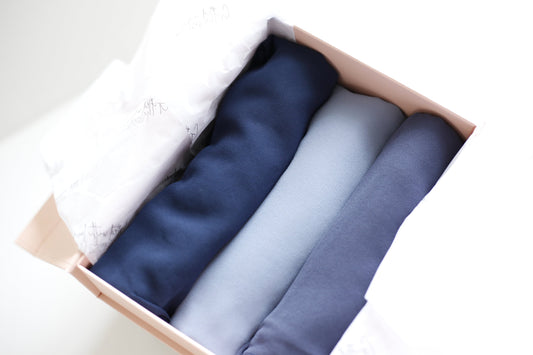 Shades of Blue, Luxury Chiffon Hijab Eid gifts box, a beautiful hijab box, Hijab magnet, Beautiful Gold foil label box with magnet closing