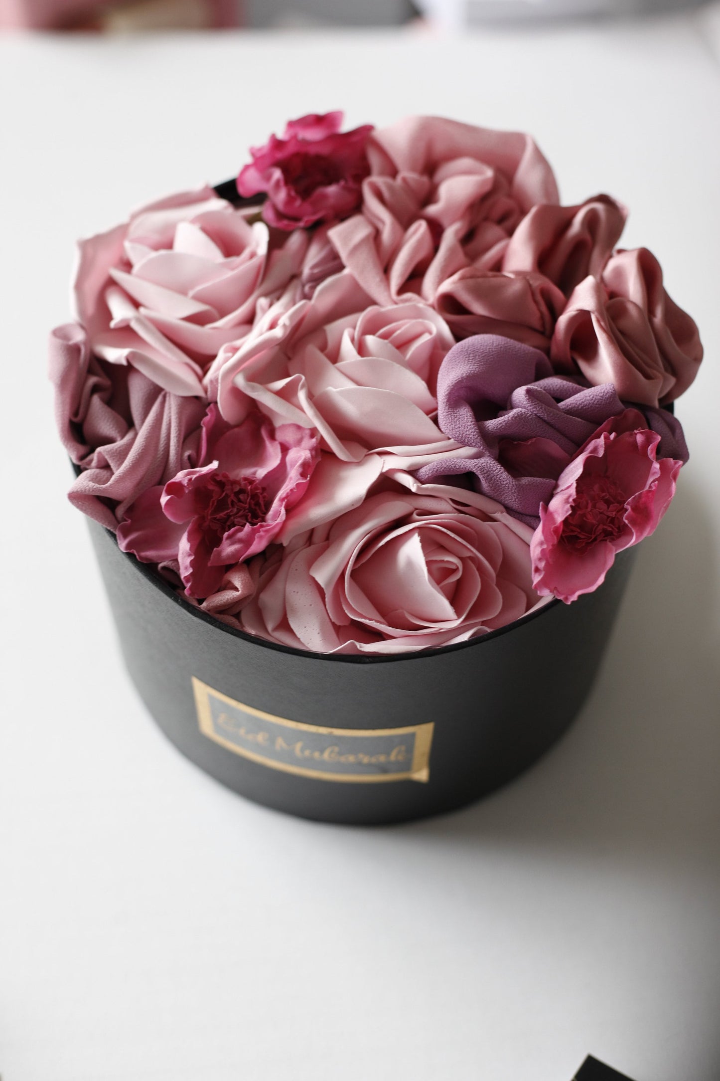 Pink purple chiffon Hijab gift, Beautiful Hijab Bouquet gift , Hijab gift for eid , Hijab gift with artificial flowers, Ideal Hijab